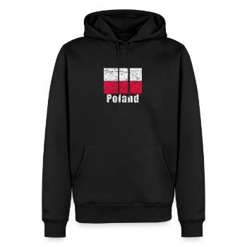 Drapeau de la Pologne - Sweat à capuche Premium bio Homme - noir - Devant - Nico (187cm)