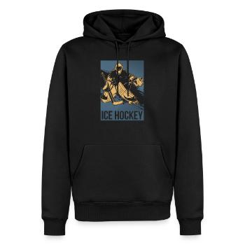Eishockey Ice Hockey Puck - Männer Premium Bio Hoodie - Schwarz - Vorne - Nico (187cm)
