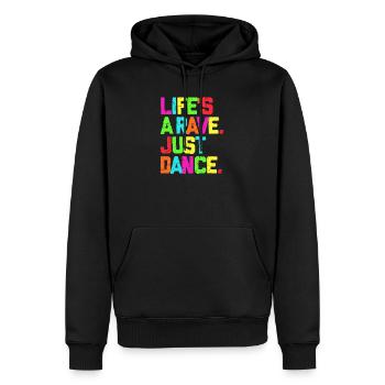 Rave Techno Glow Neon Led Party Festival GEschenk - Männer Premium Bio Hoodie - Schwarz - Vorne - Nico (187cm)