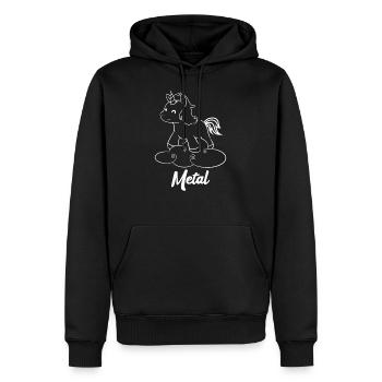Metal Einhorn - Einhorn - Metal - Musik - Männer Premium Bio Hoodie - Schwarz - Vorne - Nico (187cm)