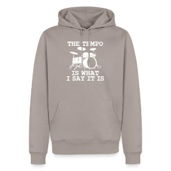 Drums - Men’s Premium Organic Hoodie - taupe - Front - Nico (187cm)