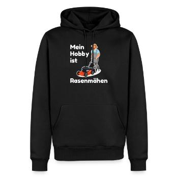Mein Hobby Rasenmähen - Männer Premium Bio Hoodie - Schwarz - Vorne - Nico (187cm)