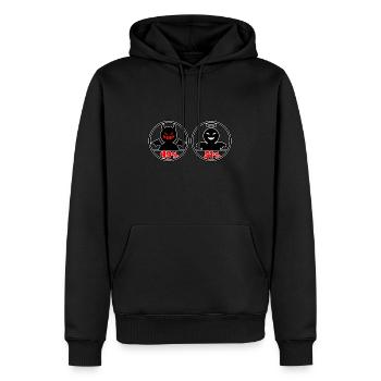 Anges et démons - énonciation drôle - Sweat à capuche Premium bio Homme - noir - Devant - Nico (187cm)