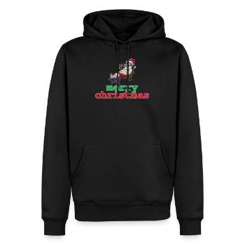 Noël en juillet - Sweat à capuche Premium bio Homme - noir - Devant - Nico (187cm)