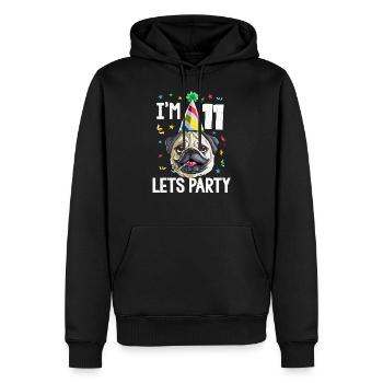 Ich bin 11 Lets Party - Männer Premium Bio Hoodie - Schwarz - Vorne - Nico (187cm)