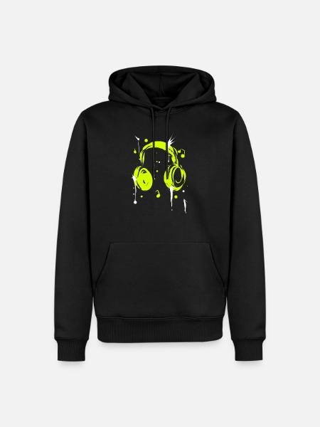 écouteurs - Sweat à capuche Premium bio Homme - noir
