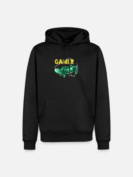 Gamer - Felpa con cappuccio ecologica premium da uomo - nero