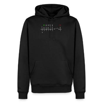 Battement de coeur moto ECG - Sweat à capuche Premium bio Homme - noir - Devant - Nico (187cm)