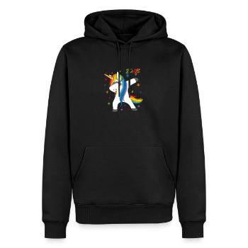 DAB tamponner cadeau de licorne licorne - Sweat à capuche Premium bio Homme - noir - Devant - Nico (187cm)
