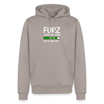 Furz Laden 90% Blähungen Blähung Furzen Lustig - Männer Premium Bio Hoodie - Taupe - Vorne - Nico (187cm)