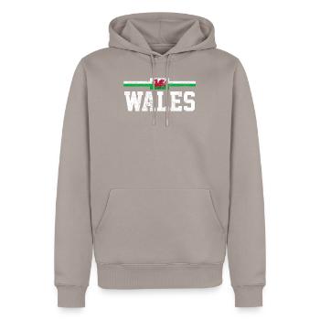 Wales - Männer Premium Bio Hoodie - Taupe - Vorne - Nico (187cm)