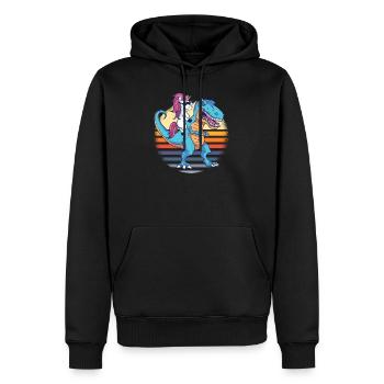 Licorne sur un Dino « Licorne Taxi » cadeau - Sweat à capuche Premium bio Homme - noir - Devant - Nico (187cm)