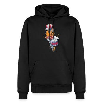 Schlagzeuger Cat 4. Juli - Männer Premium Bio Hoodie - Schwarz - Vorne - Nico (187cm)