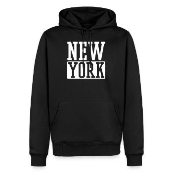 New York - Sweat à capuche Premium bio Homme - noir - Devant - Nico (187cm)