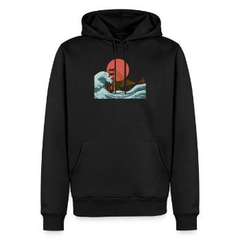 Golden Gate San Francisco vague - Sweat à capuche Premium bio Homme - noir - Devant - Nico (187cm)