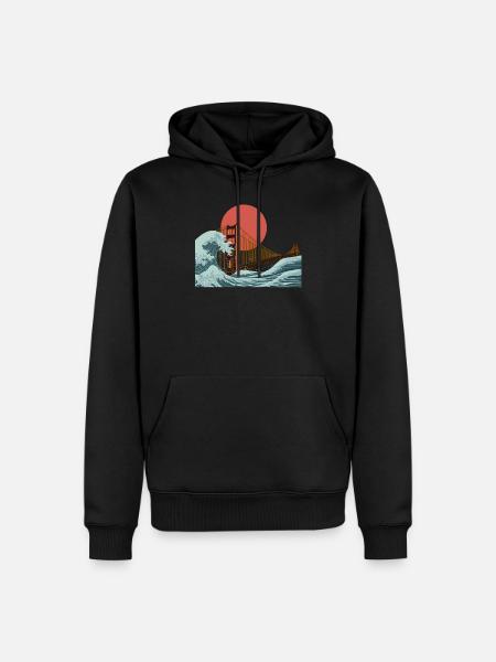 Golden Gate San Fransisco wave - Men’s Premium Organic Hoodie - black