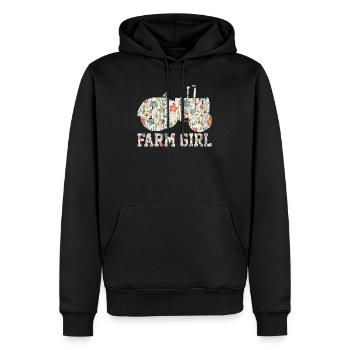 Ferme fille agricole - Sweat à capuche Premium bio Homme - noir - Devant - Nico (187cm)
