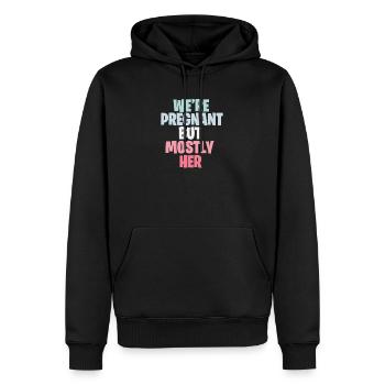 Cadeau de grossesse bébé bébé enceinte - Sweat à capuche Premium bio Homme - noir - Devant - Nico (187cm)