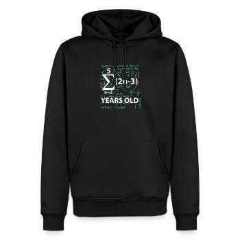 Cadeau de fête des maths Sweet Sixteen 16 ans 2003 - Sweat à capuche Premium bio Homme - noir - Devant - Nico (187cm)