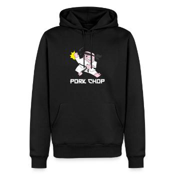 Karate Schwein Pork Chop - Männer Premium Bio Hoodie - Schwarz - Vorne - Nico (187cm)