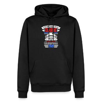 1949 - Männer Premium Bio Hoodie - Schwarz - Vorne - Nico (187cm)