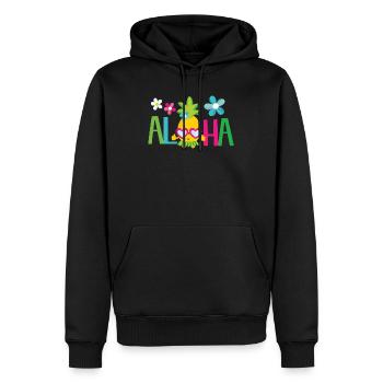 Aloha ananas - plage de soleil d'été Hawaii - Sweat à capuche Premium bio Homme - noir - Devant - Nico (187cm)