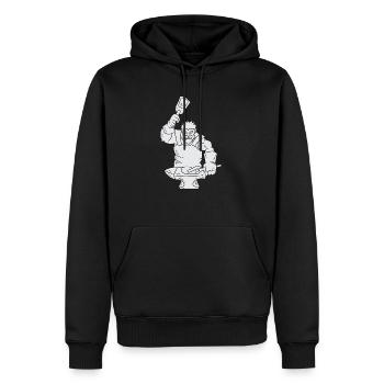 Forgeron avec enclume, marteau et pince - Sweat à capuche Premium bio Homme - noir - Devant - Nico (187cm)