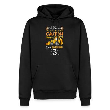 3ème pelle anniversaire - Sweat à capuche Premium bio Homme - noir - Devant - Nico (187cm)
