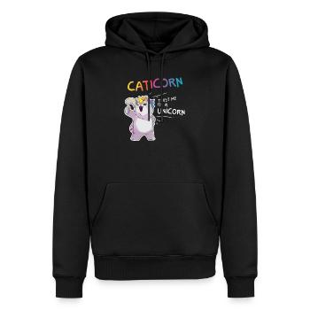 Caticorn Unicorn Cat - Sweat à capuche Premium bio Homme - noir - Devant - Nico (187cm)
