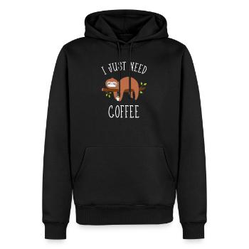 Faultier Kaffee Koffein - Männer Premium Bio Hoodie - Schwarz - Vorne - Nico (187cm)