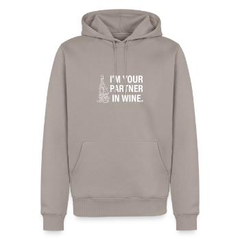 Partenaire du vin - Sweat à capuche Premium bio Homme - taupe - Devant - Nico (187cm)
