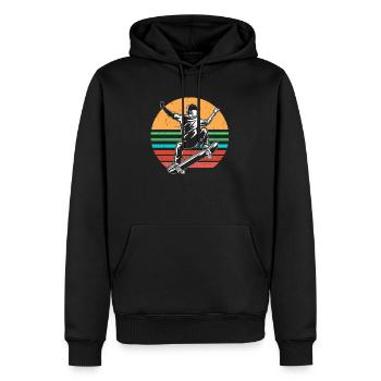 Skateboard vintage - Sweat à capuche Premium bio Homme - noir - Devant - Nico (187cm)