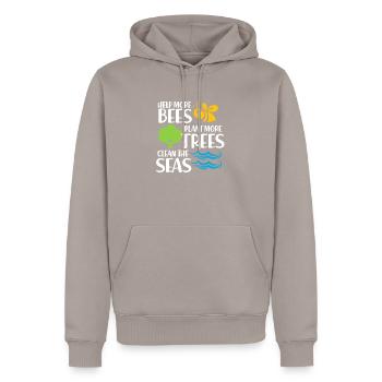 Environmental protection - Men’s Premium Organic Hoodie - taupe - Front - Nico (187cm)
