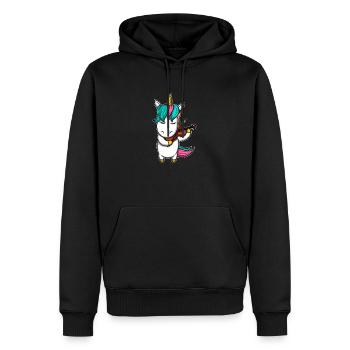Einhorn Geige - Männer Premium Bio Hoodie - Schwarz - Vorne - Nico (187cm)
