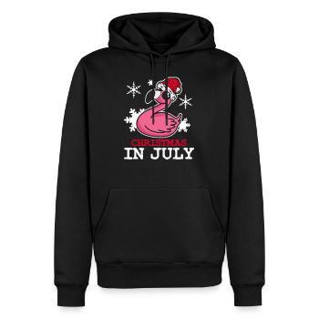 Flamingo Noël en juillet - Sweat à capuche Premium bio Homme - noir - Devant - Nico (187cm)