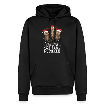 Loutres Noël - Sweat à capuche Premium bio Homme - noir - Devant - Nico (187cm)