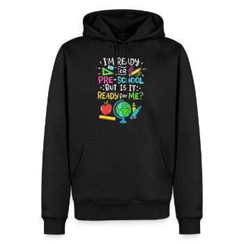 école maternelle - Sweat à capuche Premium bio Homme - noir - Devant - Nico (187cm)