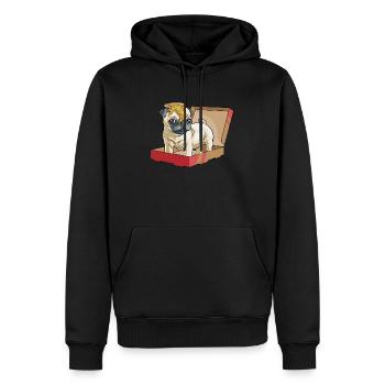 Pug Pizza - Men’s Premium Organic Hoodie - black - Front - Nico (187cm)