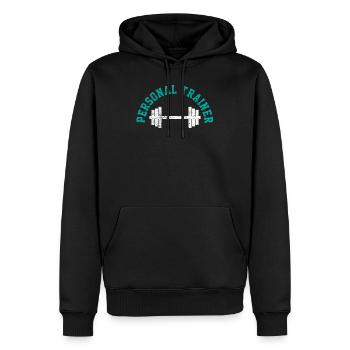 Fitnesstrainer - Männer Premium Bio Hoodie - Schwarz - Vorne - Nico (187cm)