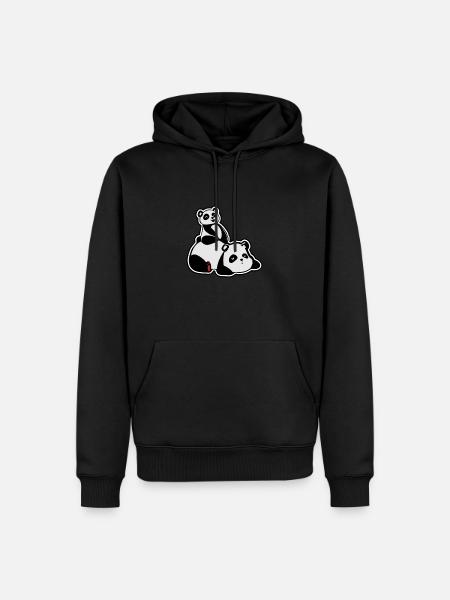 Panda avec enfant - Sweat à capuche Premium bio Homme - noir