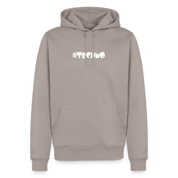 Techno - Music - #techno# - Männer Premium Bio Hoodie - Taupe - Vorne - Nico (187cm)