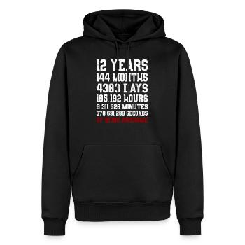 12 Years of being awesome Geschenk 12. Geburtstag - Männer Premium Bio Hoodie - Schwarz - Vorne - Nico (187cm)
