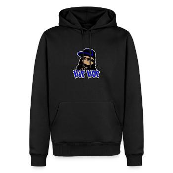 Hip Hop Faultier - Sloth - Männer Premium Bio Hoodie - Schwarz - Vorne - Nico (187cm)