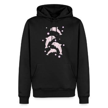 Quatre dauphins, mer - Sweat à capuche Premium bio Homme - noir - Devant - Nico (187cm)