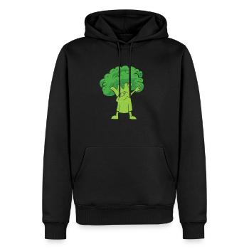 Dabbing Brokkoli, Gemüse, Vegetarisch, - Männer Premium Bio Hoodie - Schwarz - Vorne - Nico (187cm)