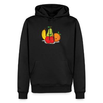 Kawaii Obst Frucht Banane Apfel Birne Orange - Männer Premium Bio Hoodie - Schwarz - Vorne - Nico (187cm)