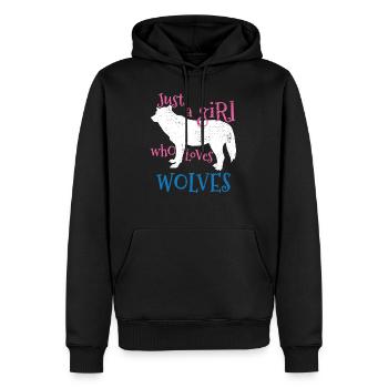 loups - Sweat à capuche Premium bio Homme - noir - Devant - Nico (187cm)