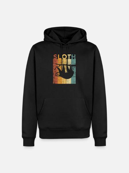 Faultier Tier Zoo Retro - Männer Premium Bio Hoodie - Schwarz