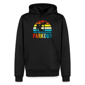 Vintage Parkour - Männer Premium Bio Hoodie - Schwarz - Vorne - Nico (187cm)