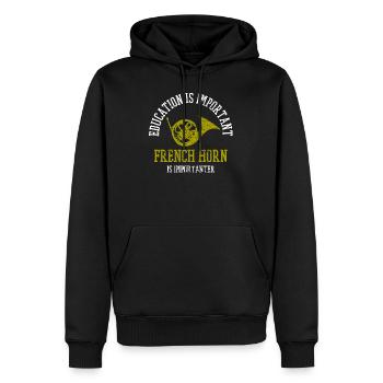 Français instrument Corne - Sweat à capuche Premium bio Homme - noir - Devant - Nico (187cm)
